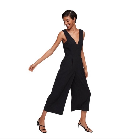 Calvin Klein Pants - Calvin Klein Black V-Neck Belted Cropped Jumpsuit